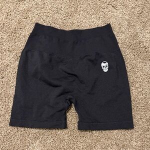 Black Athletic Shorts with Skull Design